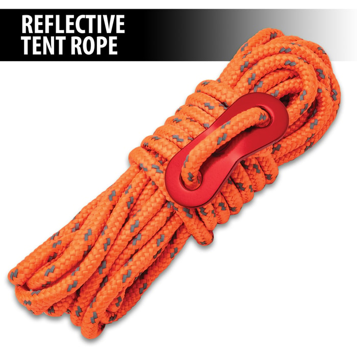 Full image of orange NightGuard Reflective Tent Rope.